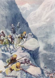 Zermalmt von rollenden Steinen, niedergemäht von Musketensalven, fielen die Männer zu Hunderten